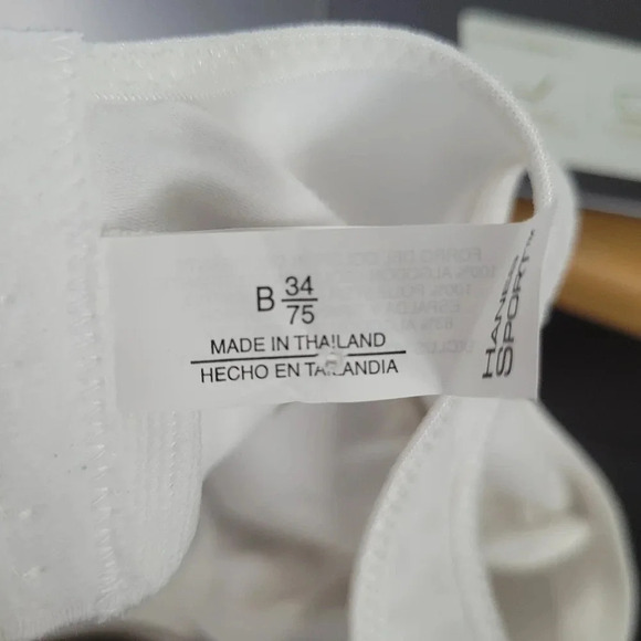 34B Hanes G367 Cotton Wireless Wire Free Sports‎ Bra White NWT - Picture 6 of 7